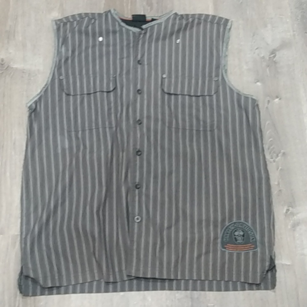 Vintage Harley Davidson Genuine Motor Cloths Striped Button Down Vest - Picture 8 of 16